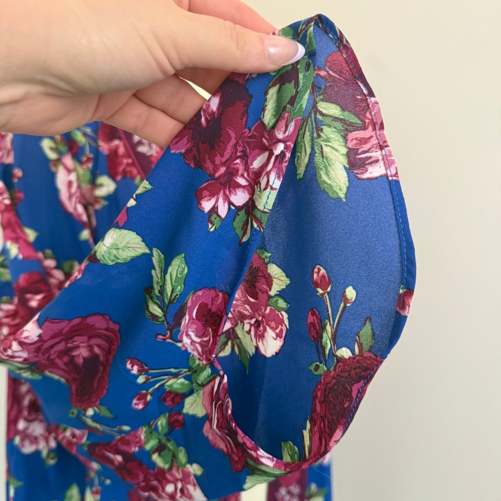 NWT The Pioneer Woman Blue Floral Kimono Cardigan Open Front L/XL Boho‎ - Picture 6 of 10